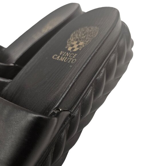 Vince Camuto Black Slides With Gold Chain Detail - Size 10 - Picture 12 of 13